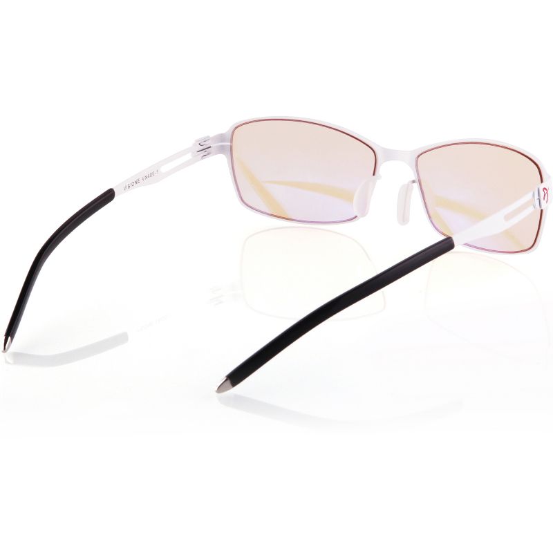 Arozzi Visione VX-400 Computer Blue Light Blocking Gaming Glasses, White Stainless Steel Frame, Tinted Purple Lens (VX400-1)