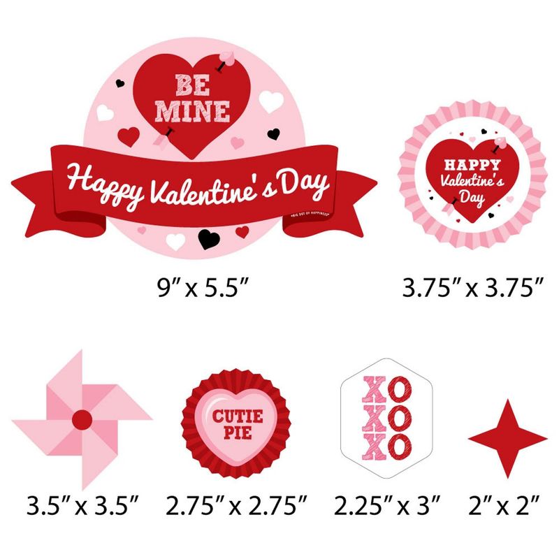 Big Dot of Happiness Conversation Hearts - Valentine's Day Party Cake Decorating Kit - Happy Valentine's Day Cake Topper Set - 11 Pieces