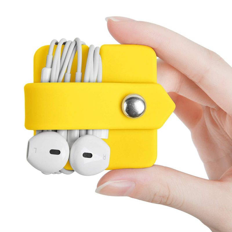 ELFRhino Silicone Earphone Organizer Earphone Wrap Winder Headphone Cord Organizer Wrap Winder Manager/Cable Winder Yellow