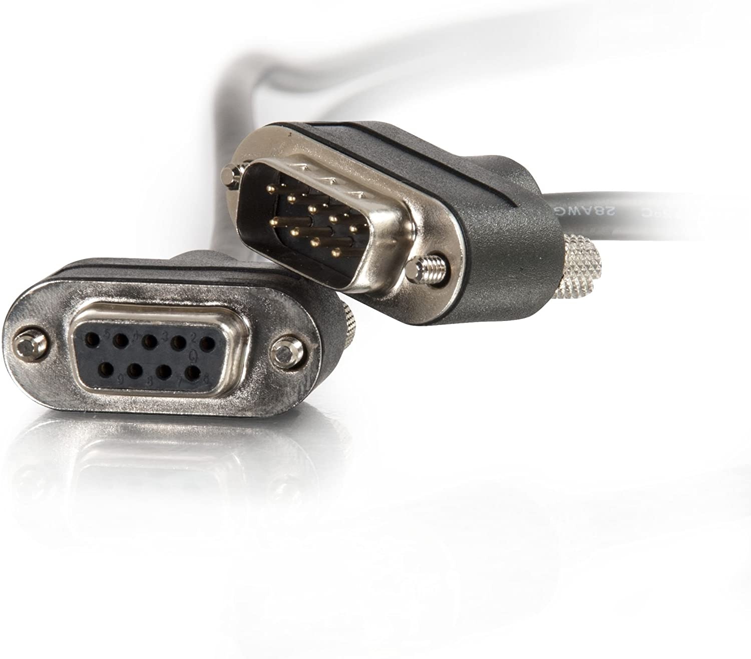 C2G 52186 Serial RS232 DB9 Null Modem Cable with Low Profile Connectors M/F In-Wall CMG-Rated Black (12 Feet 3.65 Meters)