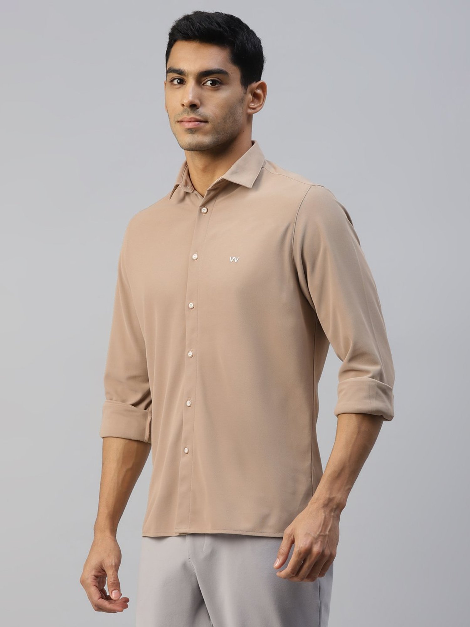 Slowave Beige Slim Fit Shirt