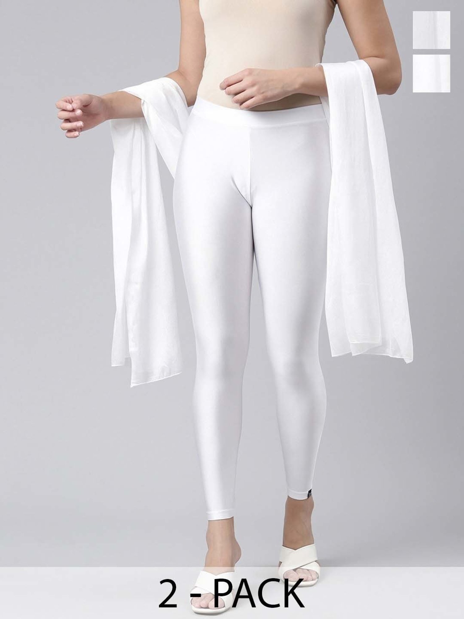 TWIN BIRDS White Plain Dupatta - Pack Of 2