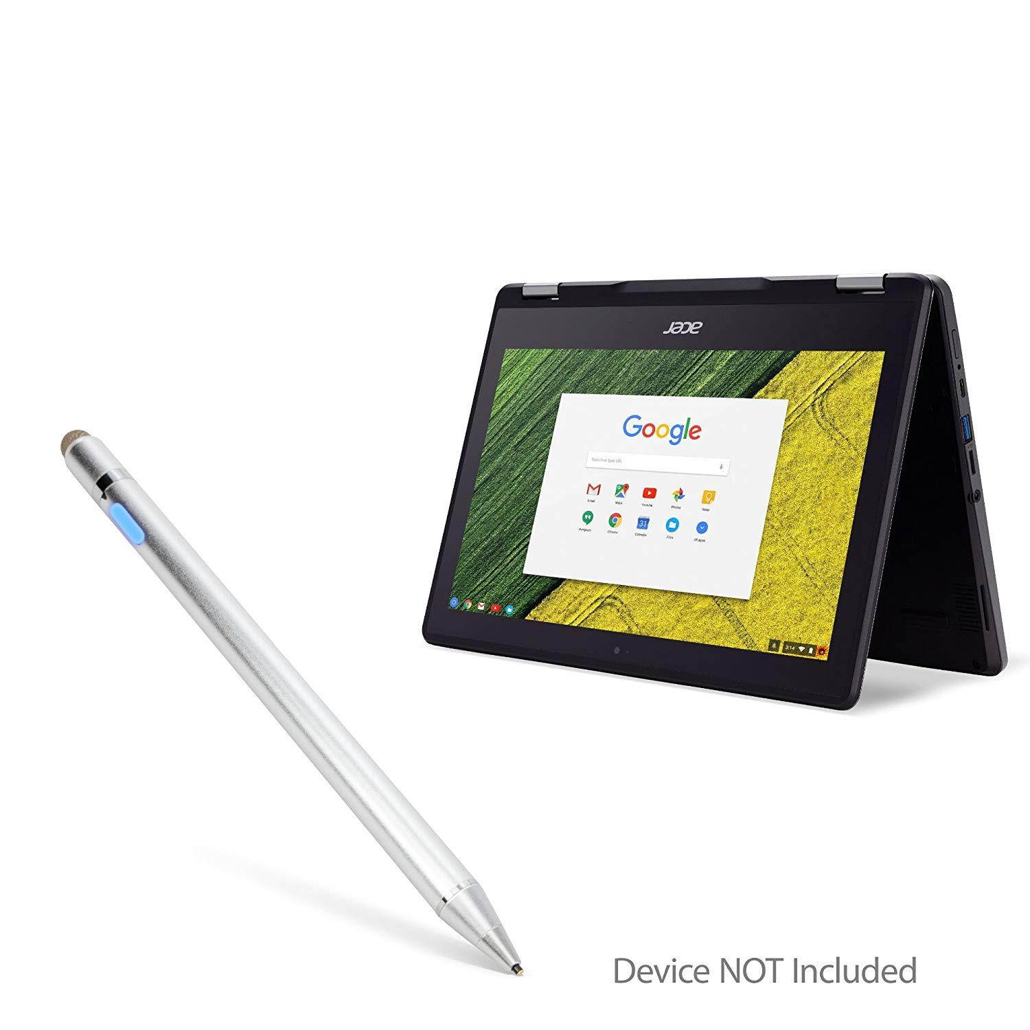 BoxWave Acer Chromebook Spin 11 (R751T) Stylus Pen, [AccuPoint Active Stylus] Electronic Stylus Ultra Fine Tip Acer Chromebook Spin 11 (R751T) - Metallic Silver