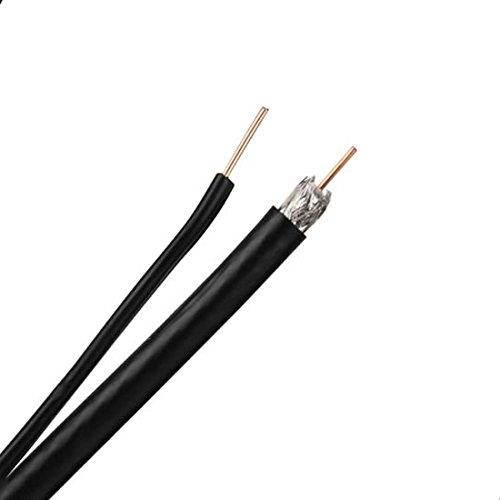 200 Ft RG6 Coaxial Cable Solid Copper Black 3 GHz with Ground Wire 18 AWG UL Listed Satellite Digital HDTV CATV Bulk RG-6 Outdoor Suspension Drop Video Signal Cable, by NAC Wire and Cables