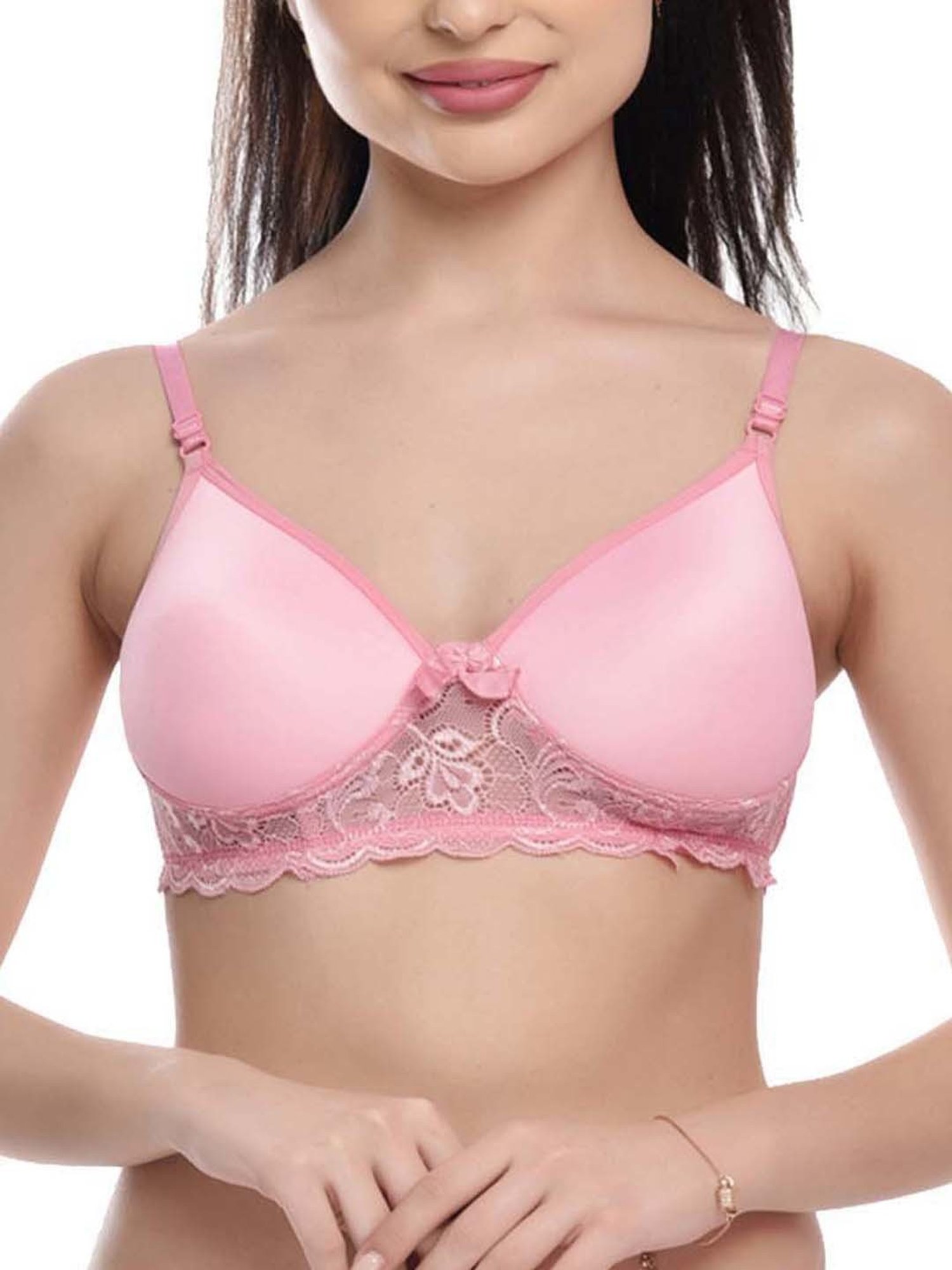 FIMS: Fashion is my Style Pink & Maroon Lace Work Everyday Bras - Pack Of 2