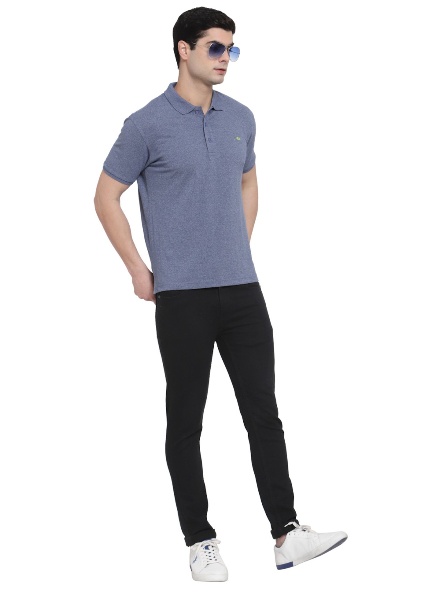 Allen Cooper Blue Cotton Regular Fit Polo T-Shirts