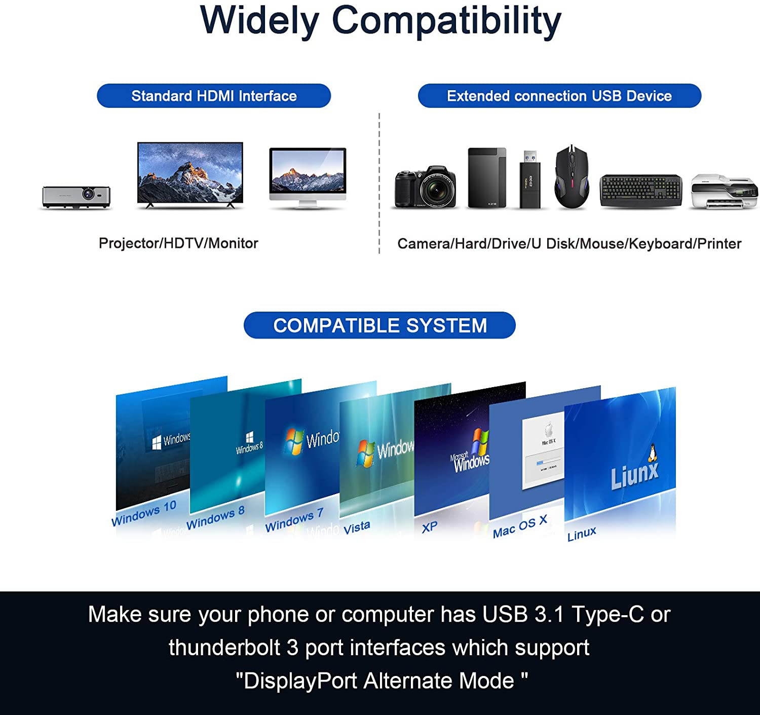 5Pcs USB 3.0 Type-A Male to USB3.1 Type-C Female Converter Adapter Connector