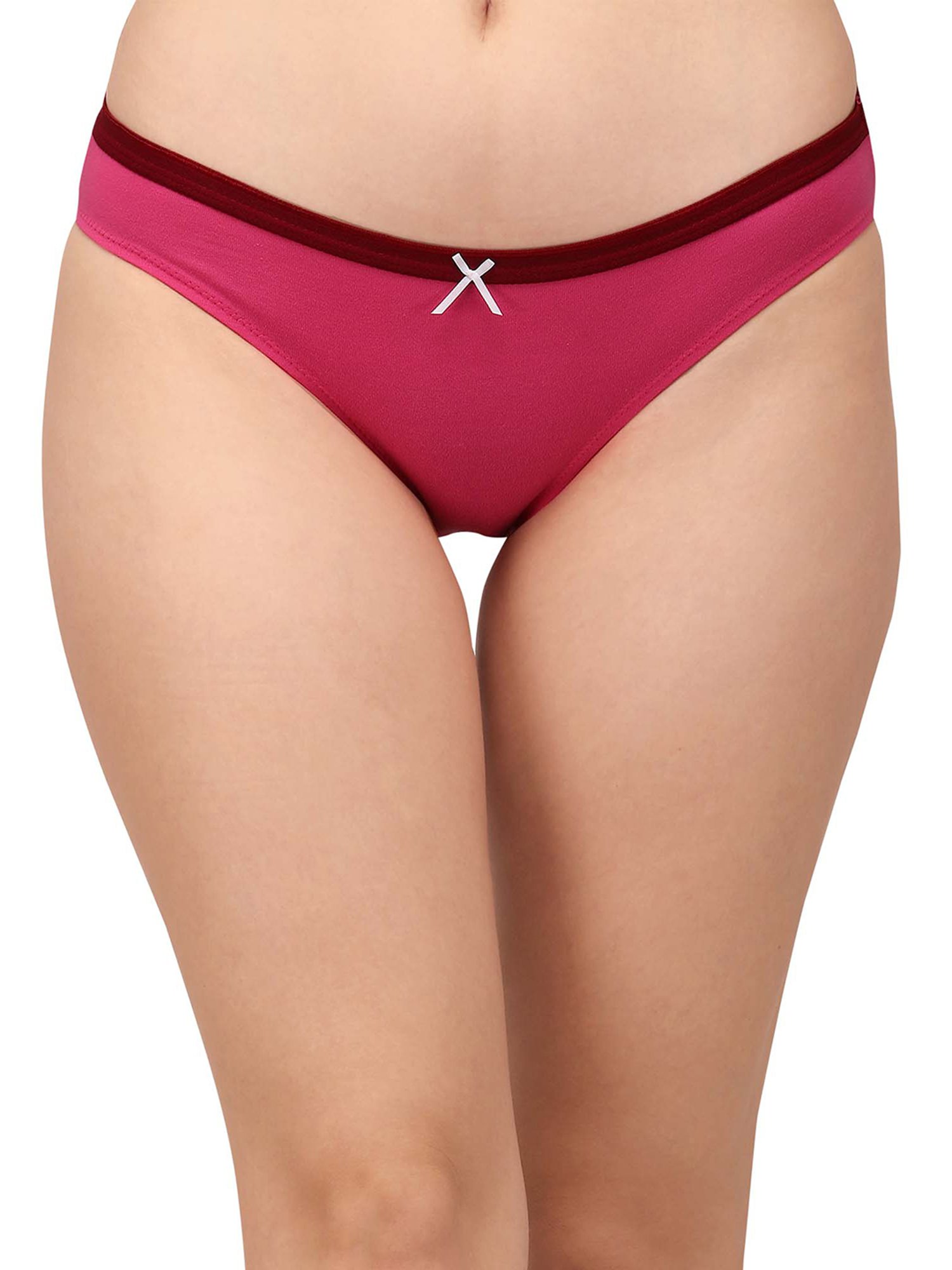 Soie Maroon & White Printed Bikini Panty - Pack of 3