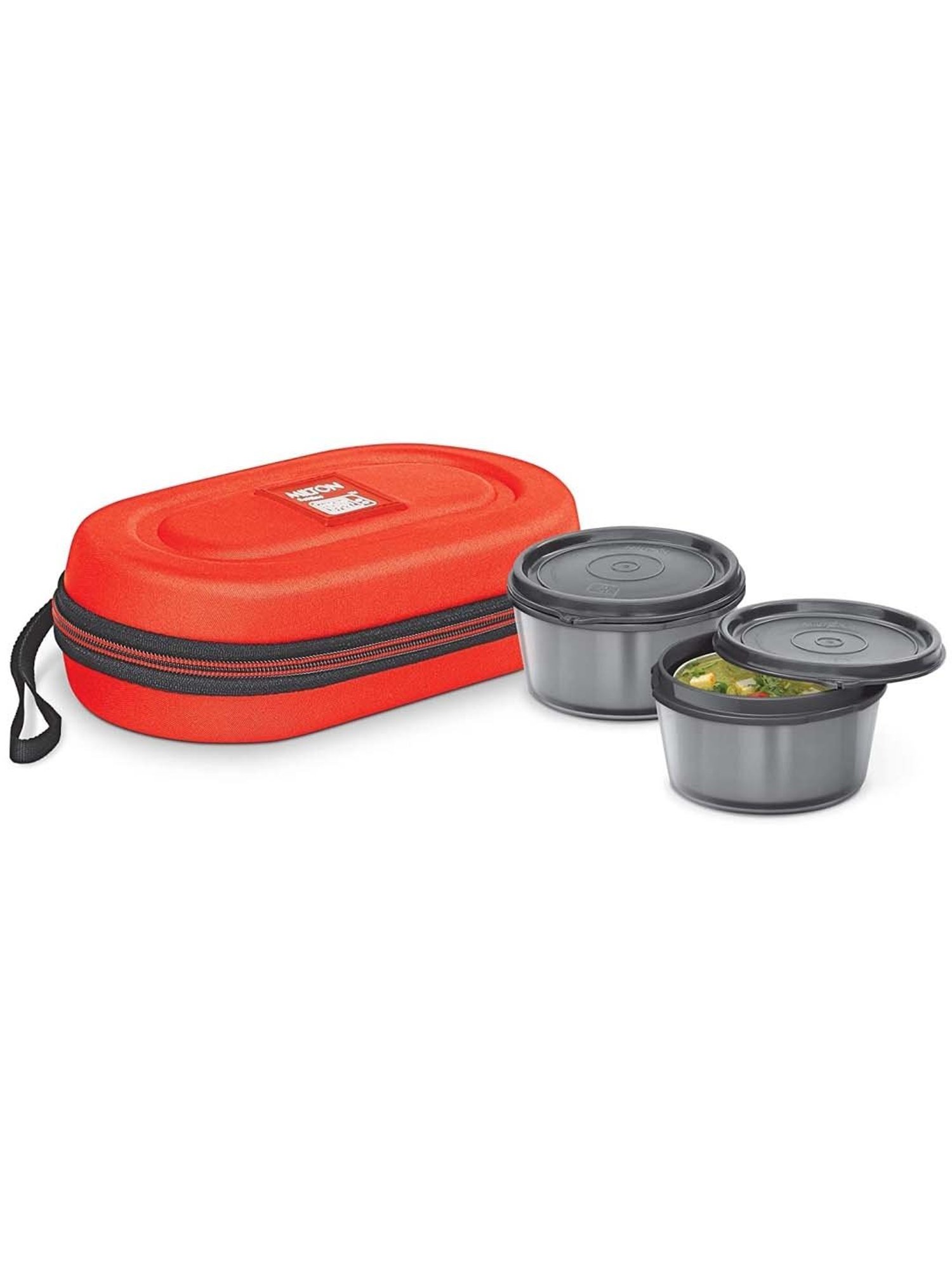 Milton Nutri Lunch Box Elegant Tiffin With Microwavable Steel Container Set 2 Pcs, 700 ml, Orange