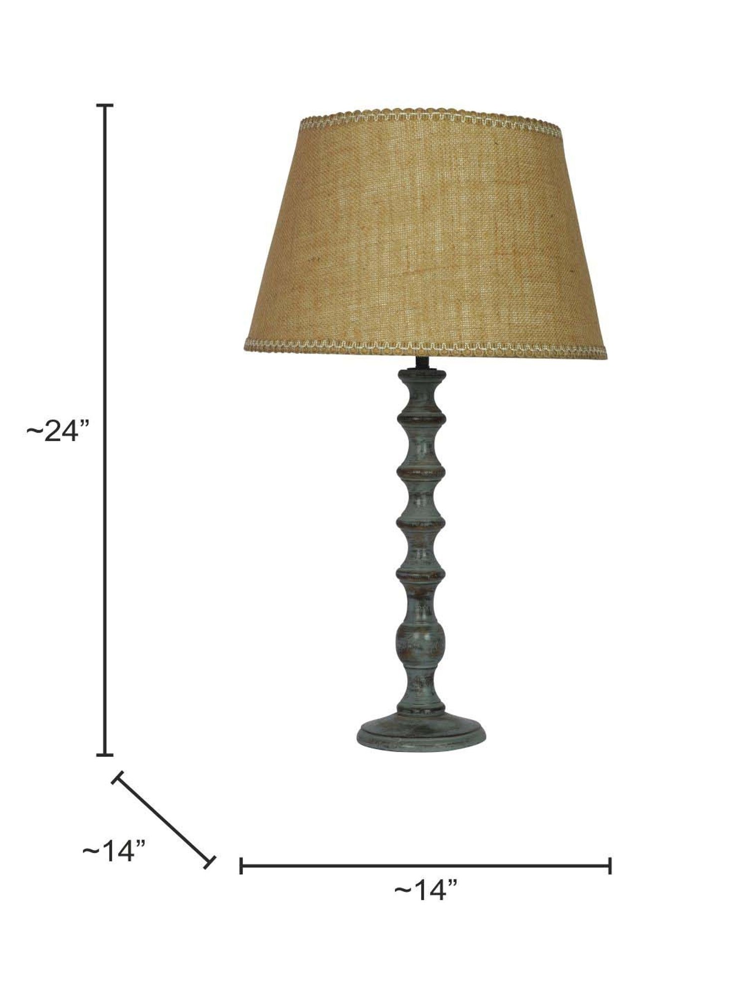 FOS LIGHTING Yellow & Grey Wood Table Lamp With Jute Shade