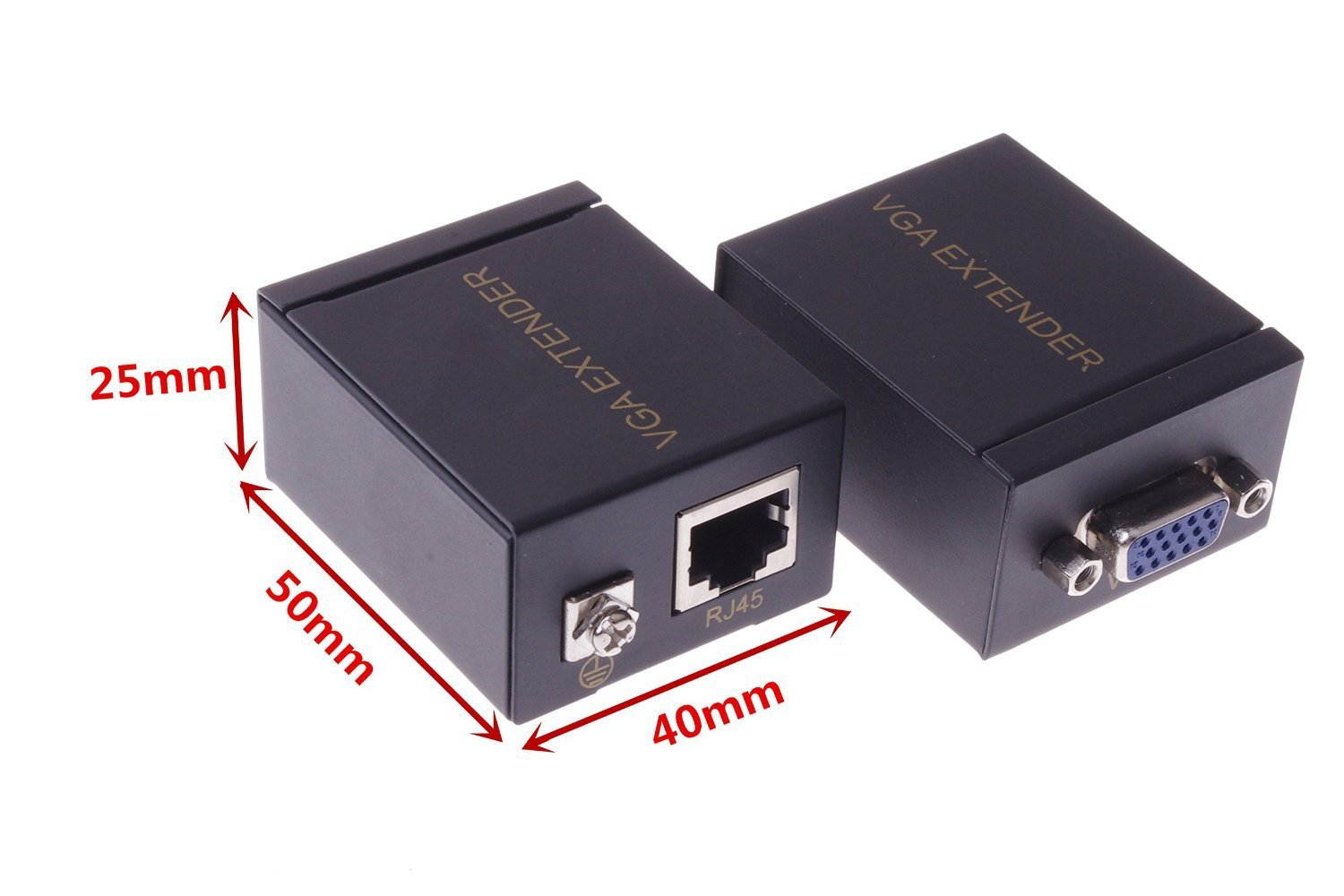 1080P VGA Signal 60M Extender Repeater Adapter sur Single RJ45 Cat 5e Cat6 Network Cable (1 Transmetteur + 1 Recepteur)