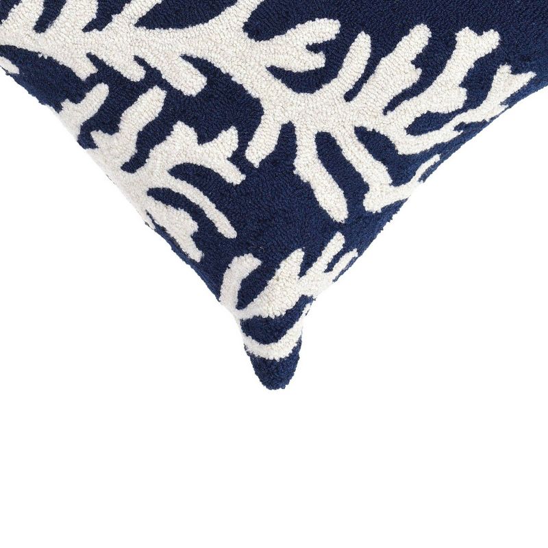 18"x18" Front Porch Coral Print Indoor/Outdoor Square Throw Pillow Navy - Liora Manne
