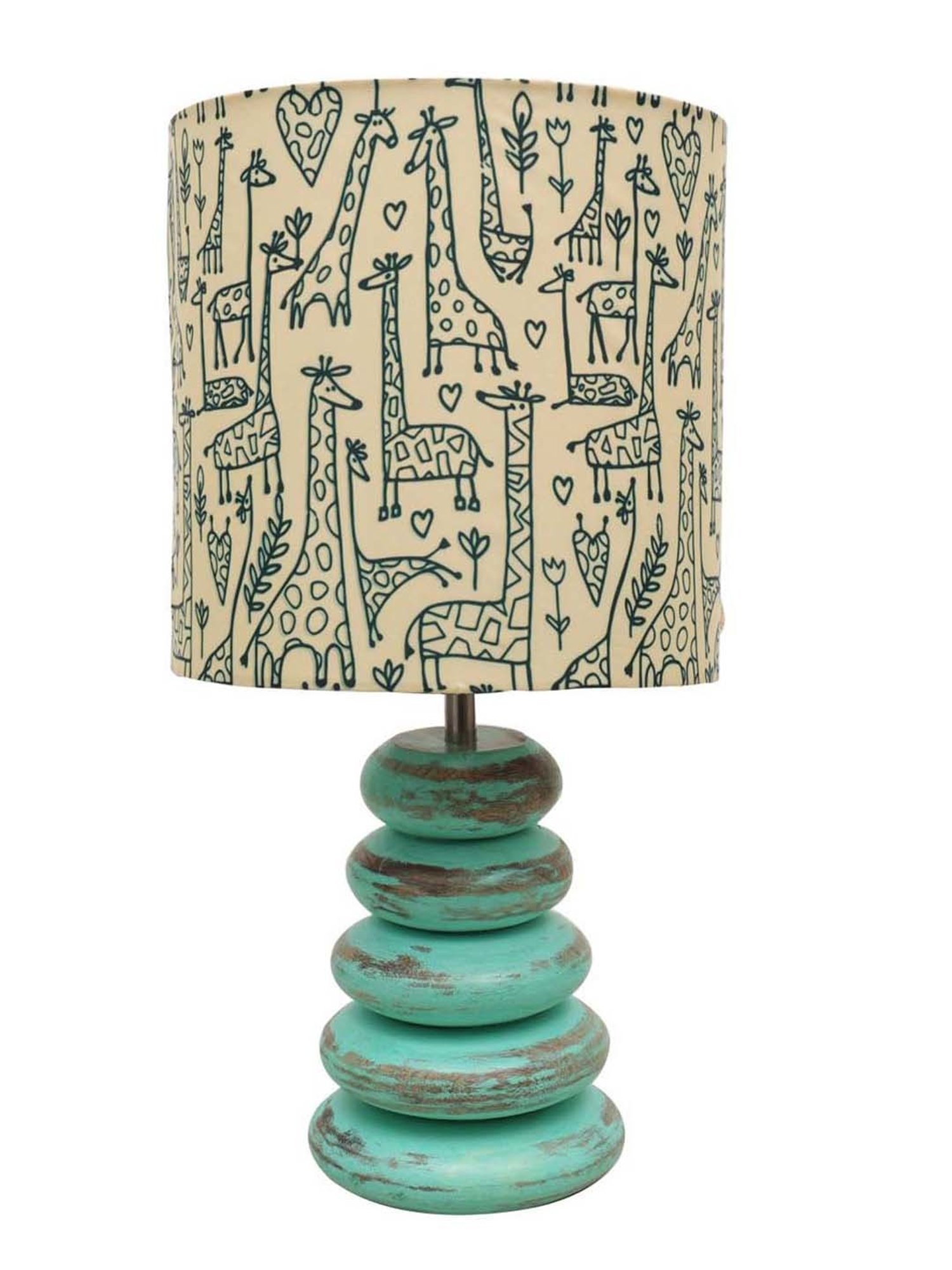 Homesake Off-White & Green Wood Bedside Desk Nightstand Table Lamp