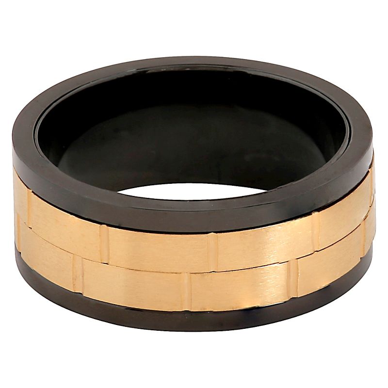 Men's West Coast Jewelry Goldtone Two-Tone Stainless Steel Dual Spinner Ring (9)