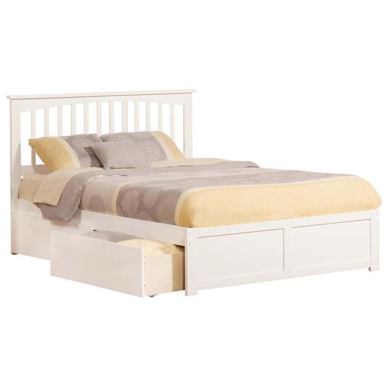 Atlantic Furniture Mission Queen Flat Panel Foot Board w/ 2 Urban Bed Drawers White