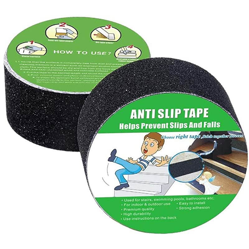Slip Tape, High Traction,Strong Grip Abrasive, Not Easy Leaving Adhesive Residue, Indoor & Outdoor (2" Width x 190" Long, Black)