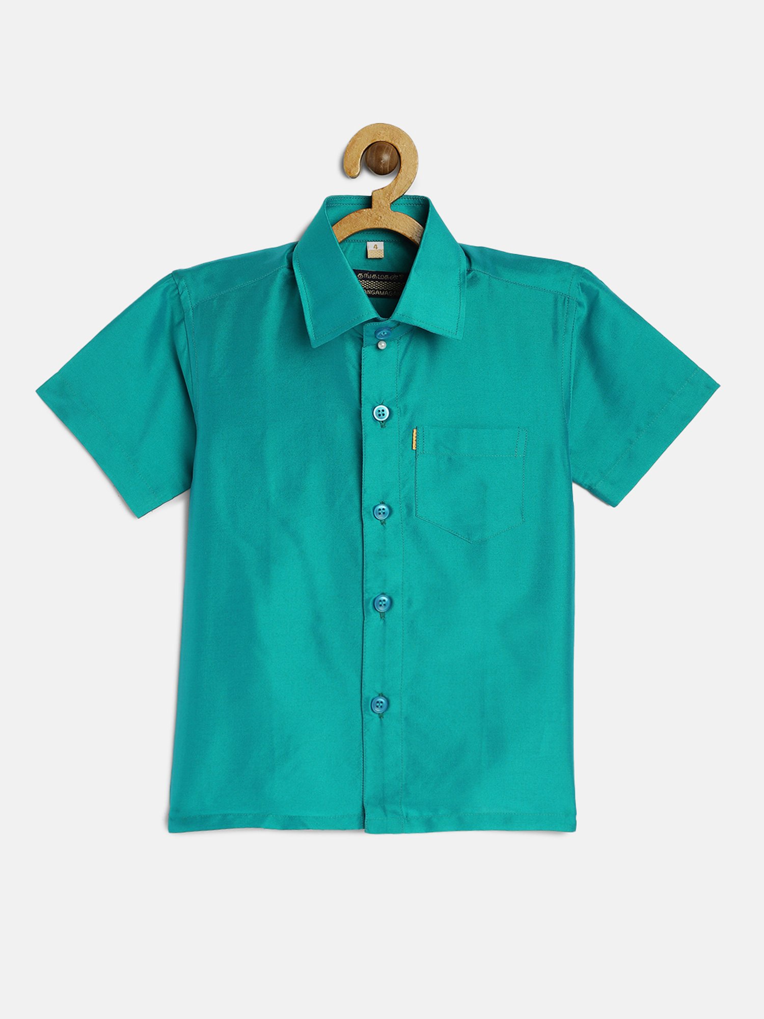 THANGAMAGAN Kids Blue Solid Shirt