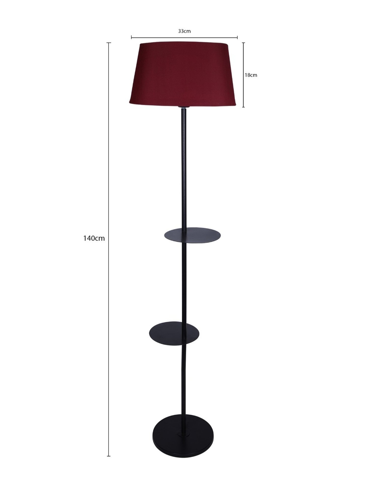 Homesake 'Duo Shelf' Red & Black Metal Tall Floor Lamp With Shade & Bulb - Set of 1