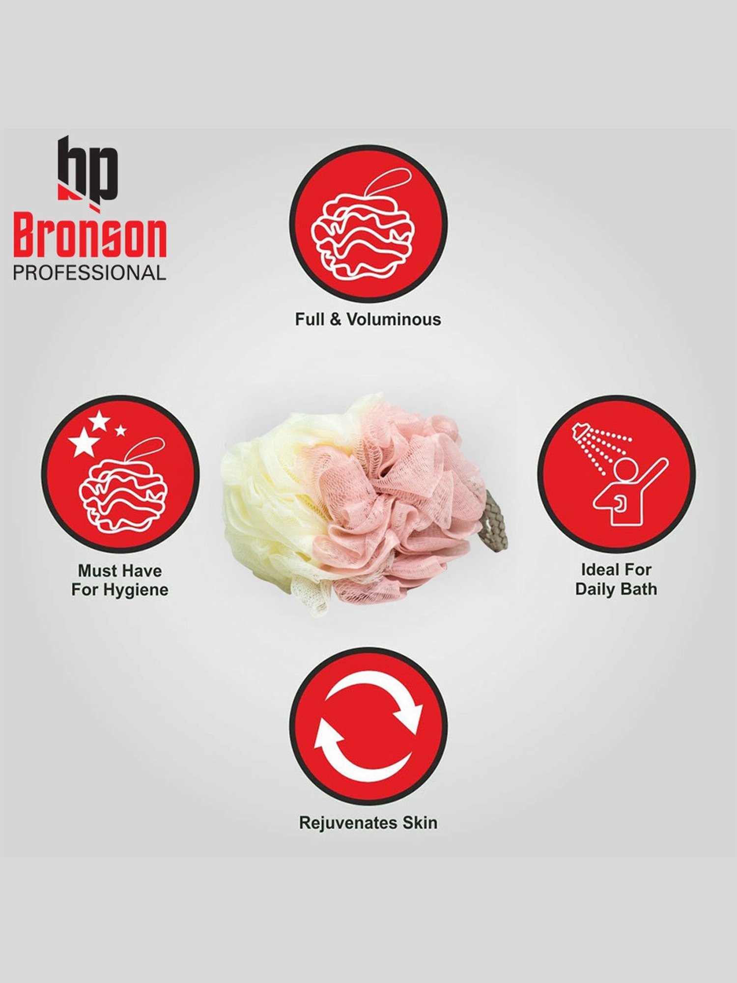 Bronson Professional Big Round Bath Sponge Loofah for Body Scrubbing (Color May Vary)