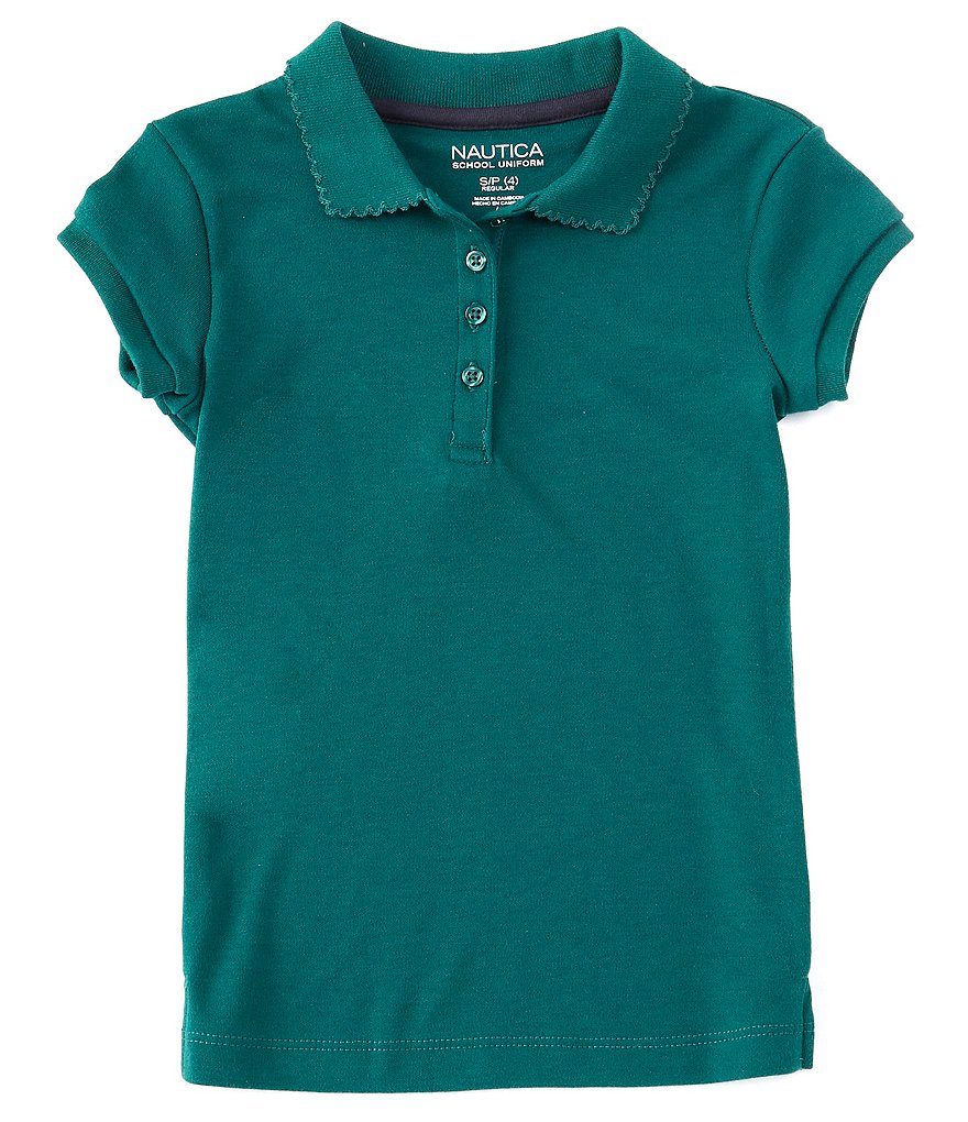 Nautica Little Girls 4-6X Short Sleeve Picot Trim Polo
