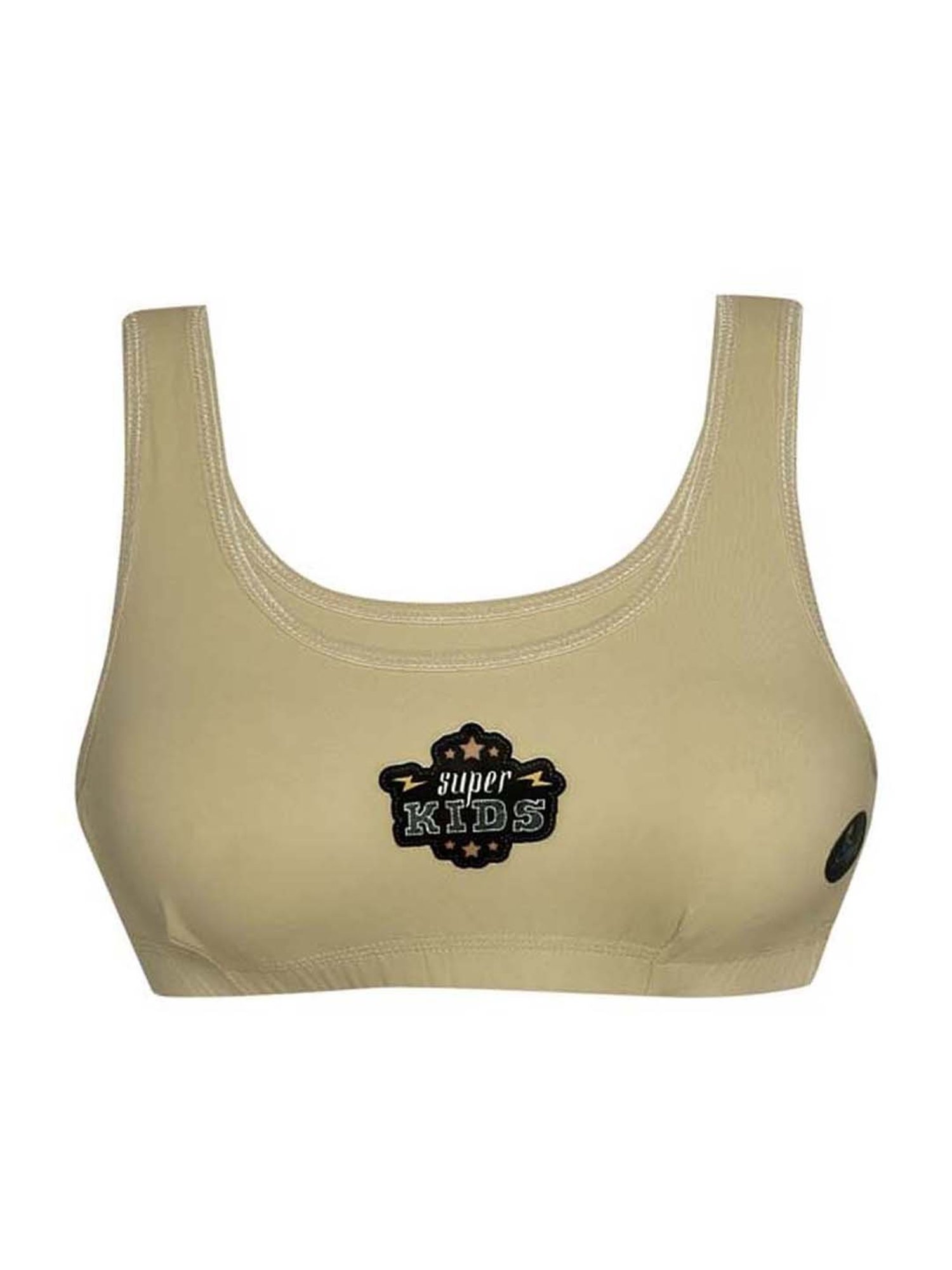 Tiny Bugs Kids Beige Cotton Printed Sports Bra