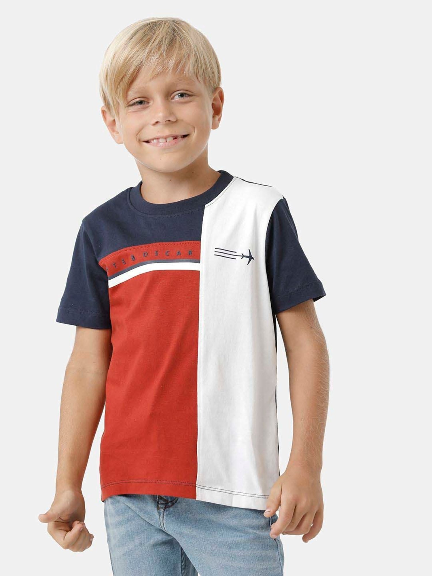 Kate & Oscar Kids Multicolor Cotton Color Block T-Shirt