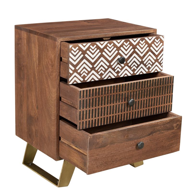 Olga Nightstand Retro SideTable with Drawer Natural - Timbergirl