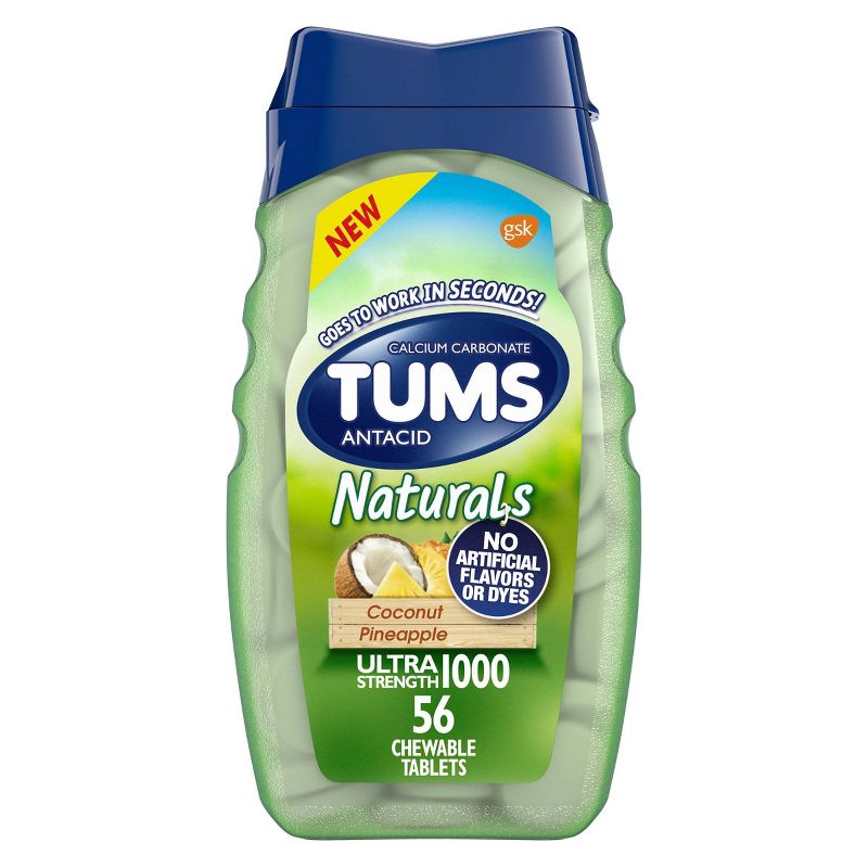 Tums Naturals Ultra Strength Antacid Chewable Tablets - Coconut Pineapple - 56ct