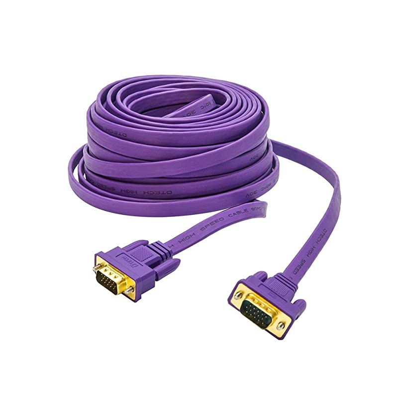 Flat Slim 100ft VGA Cable Male to Male Port for Computer Monitor Laptop Projector Purple 30m
