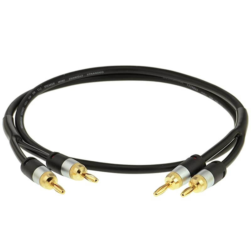 12AWG Ultra Series Speaker Cable Gold Plated Banana Tips 25 FT CL2 999 Oxygen Free Black SWT12B25B