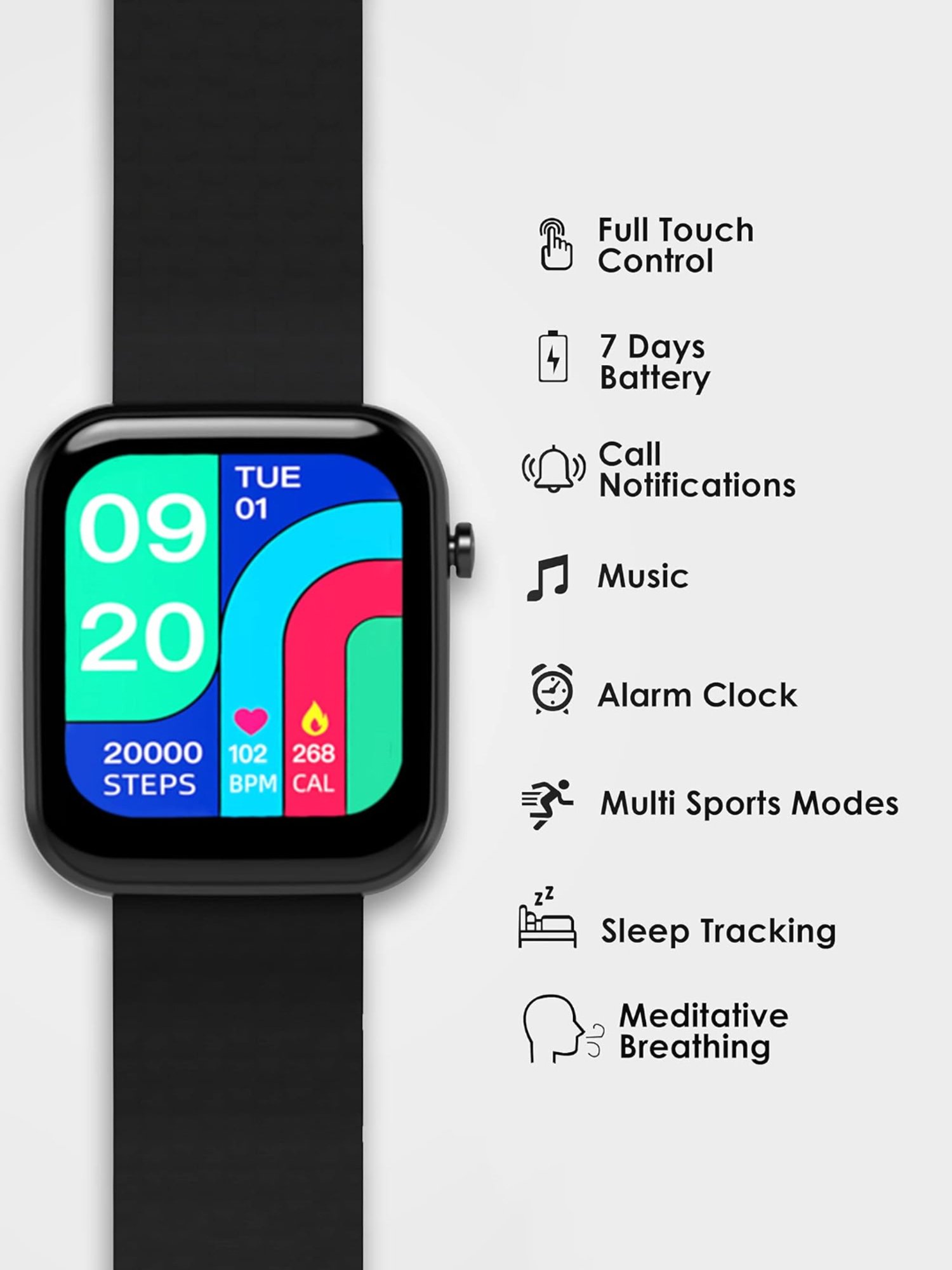 Probus P15 Full Touch Screen Smartwatch (Black)