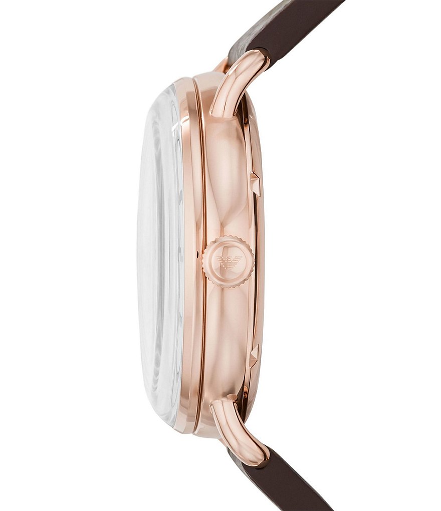 Emporio Armani Men's Multifunction Brown Leather Watch