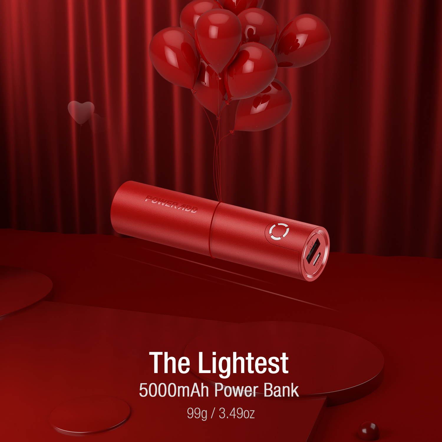 Poweradd Power Bank EnergyCell 5000 High-Speed Charging Portable Charger 5000mAh Slim External Battery with 2.4A Output, for iPhone XS, Samsung S9 Cell Phone, Pink