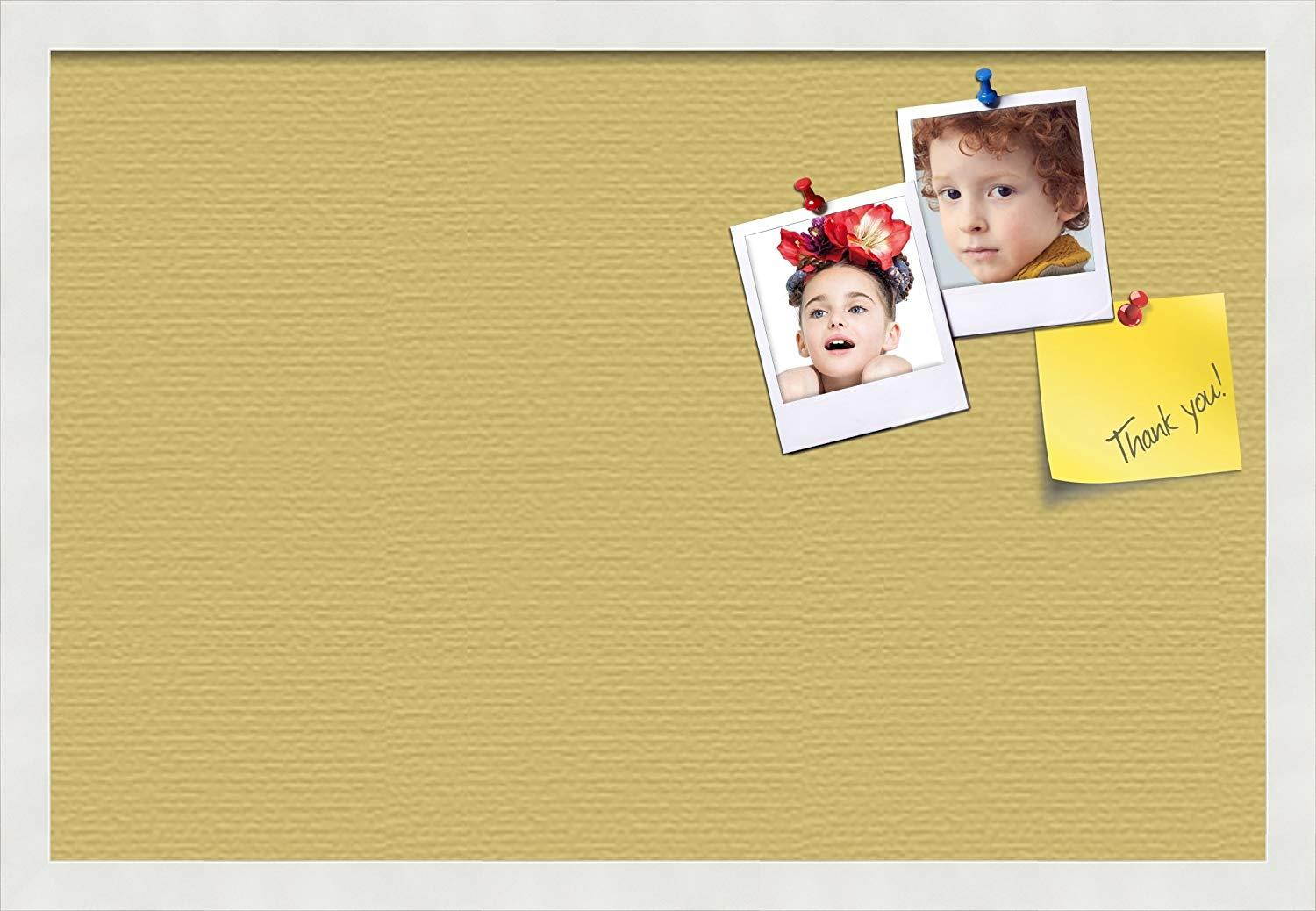 PinPix custom printed pin cork bulletin board made from canvas, Honey Pastel 24x16 Inches (Completed Size) and framed in Satin White Frame (PinPix-Group-89)