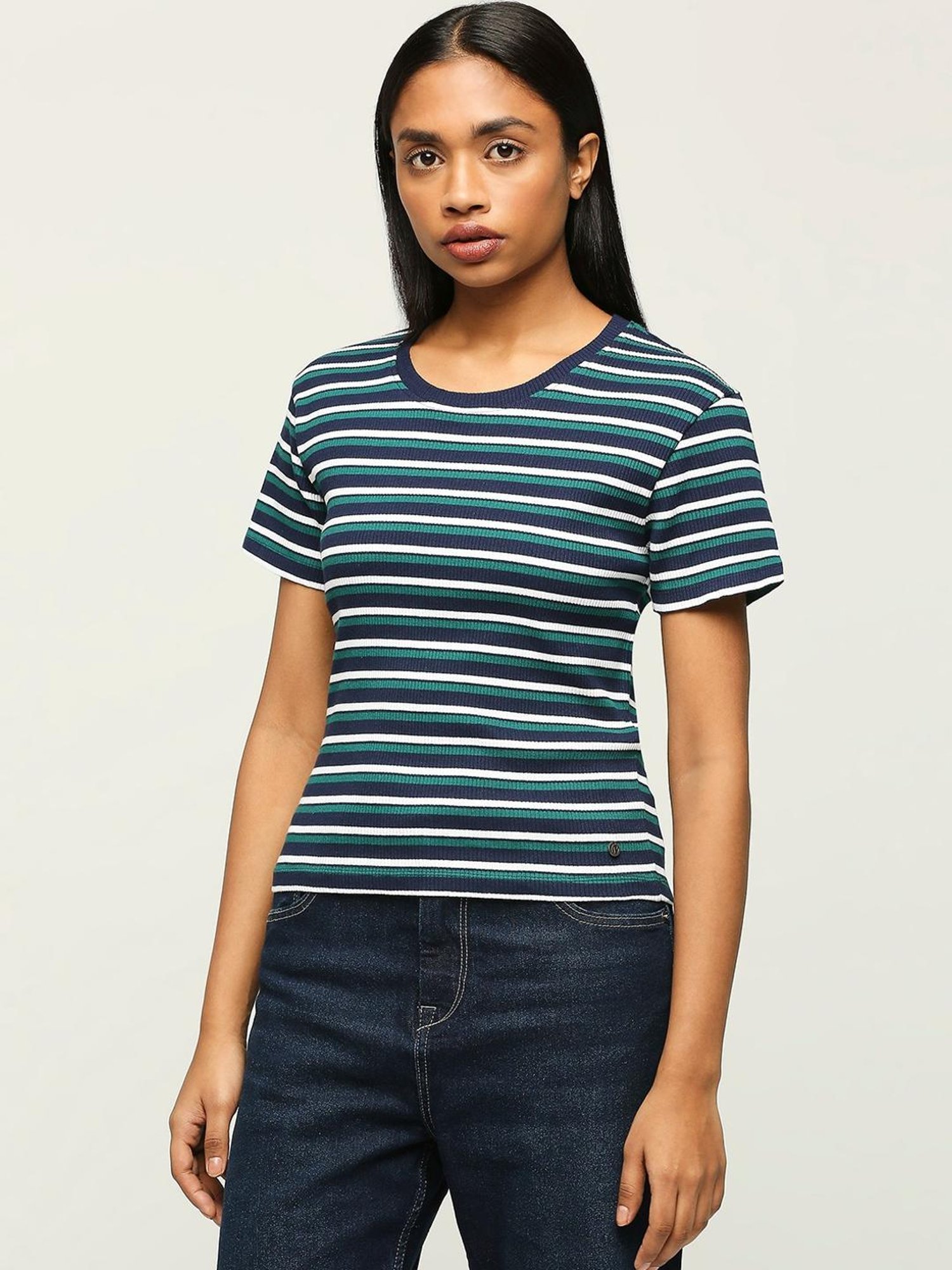 Pepe Jeans Blue Cotton Striped T-Shirt