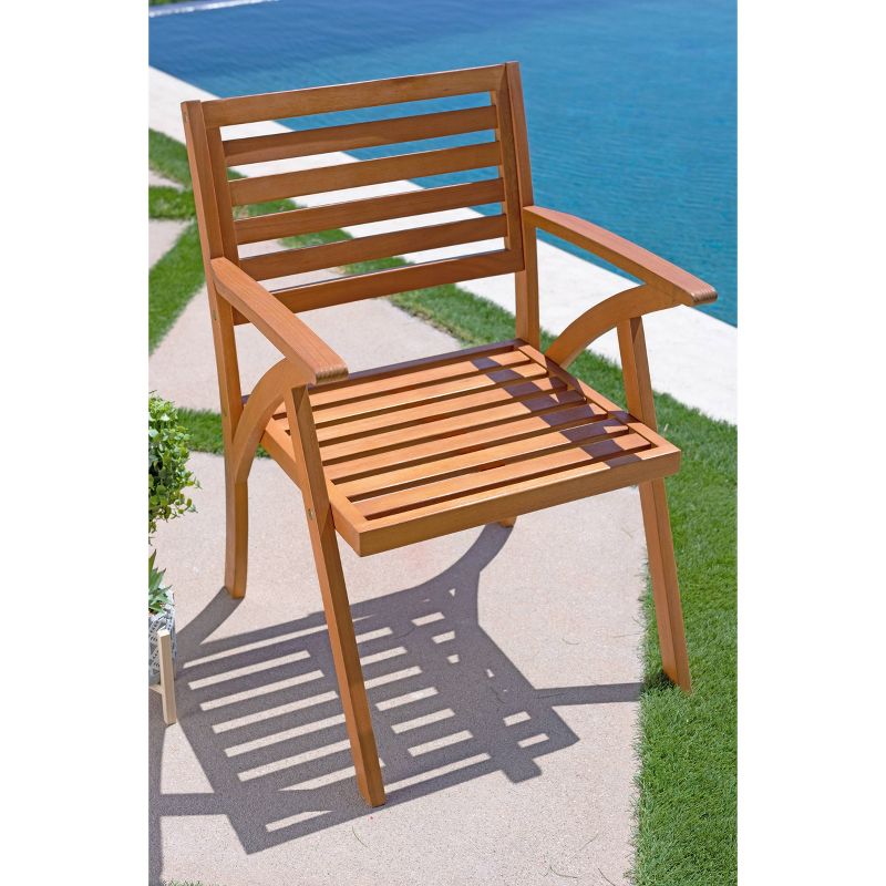 Tanner 2pk Outdoor Wood Cushioned Arm Chairs - Natural Brown - Coaster