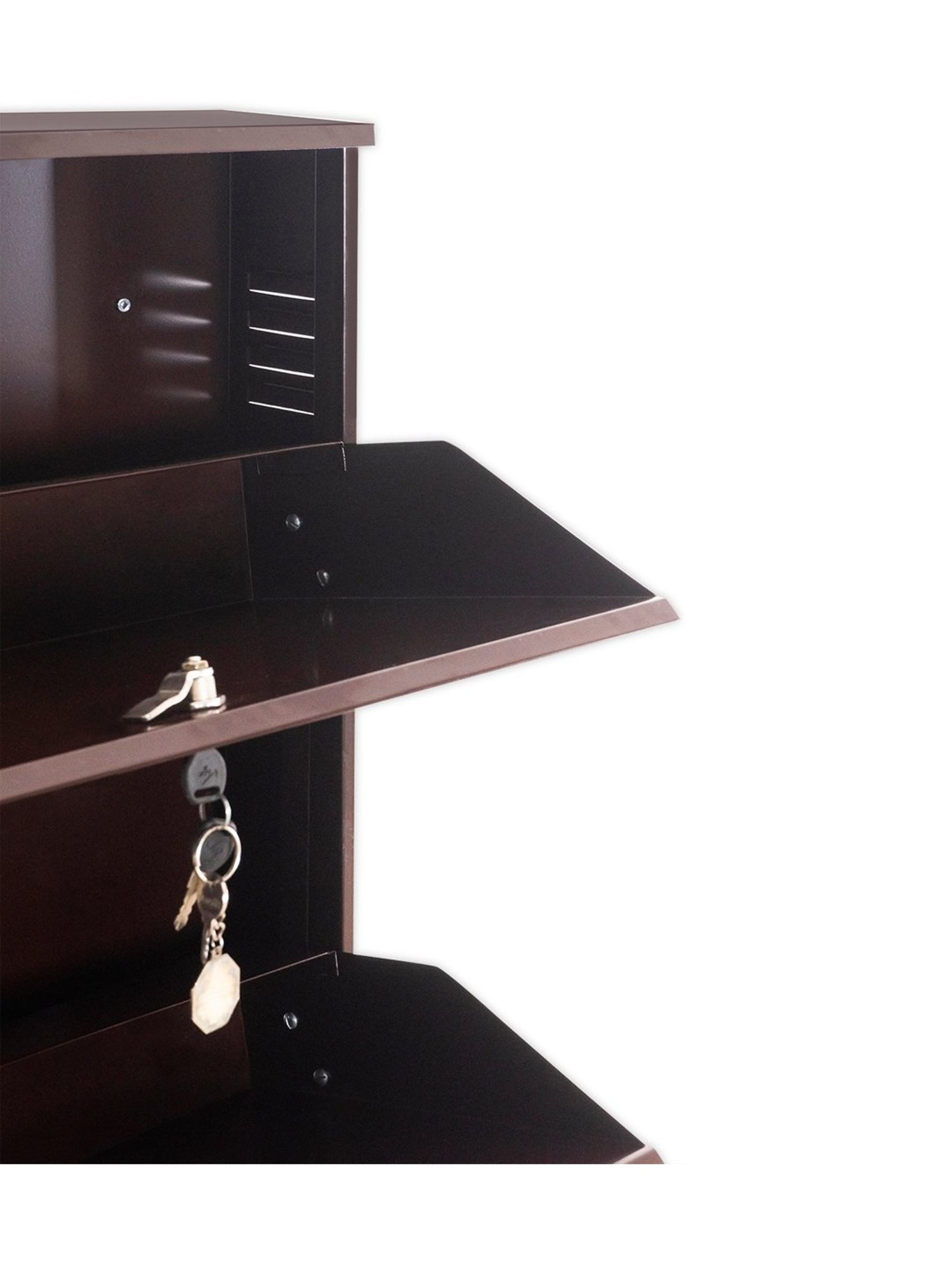 Delite Kom Metal Shoe Rack - 20" 4 Shelf, Coffee, PowderCoat, Wall Mount, DIY