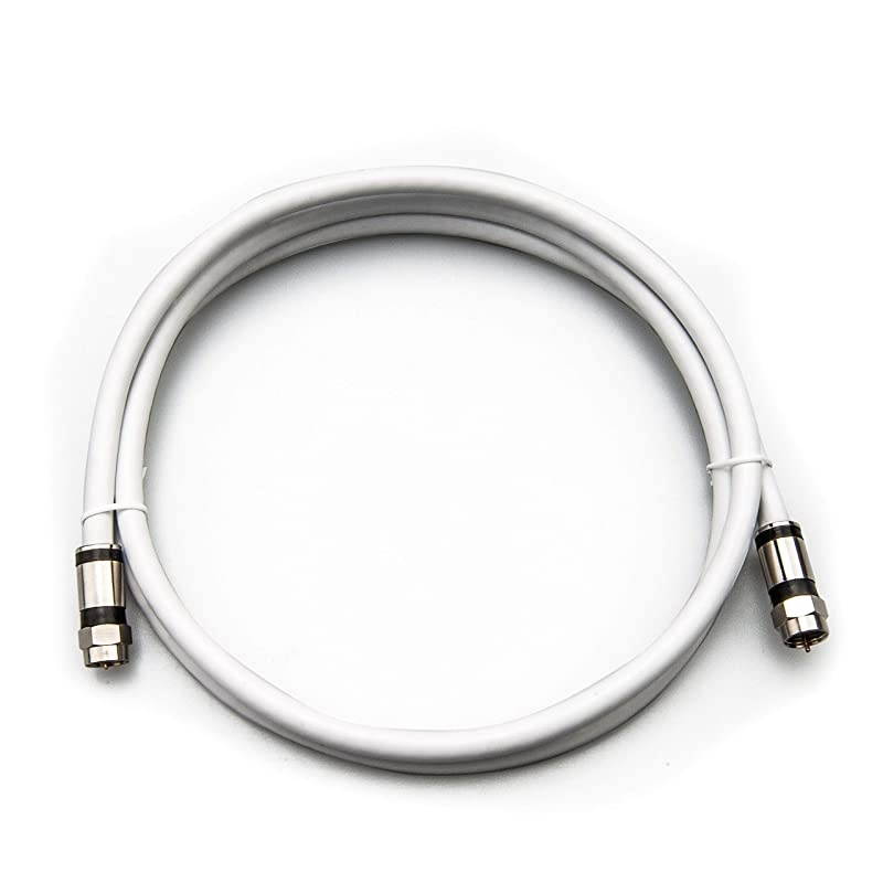 Coaxial Cable 3 Feet with RG6 Coax Cable Connector and FType Cable Extension Adapter White Coax Satellite TV 75 Ohm Cable