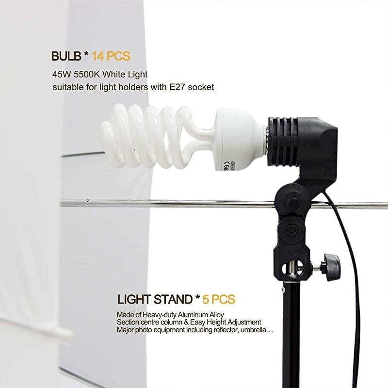 Photography Lighting Kit, 10ft x 6.6ft/2M x 3M Background Support System with 3 Color Backdrop, 3 Umbrella, 3 Softbox, Continuous Lighting Backdrop Kit for Photo Video Shooting