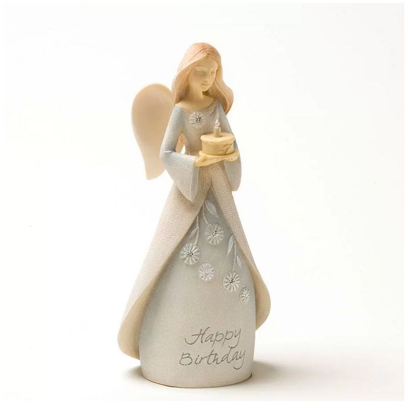 Foundations 4.25" Birthday Mini Angel Figurine Cake Celebrate  -  Decorative Figurines