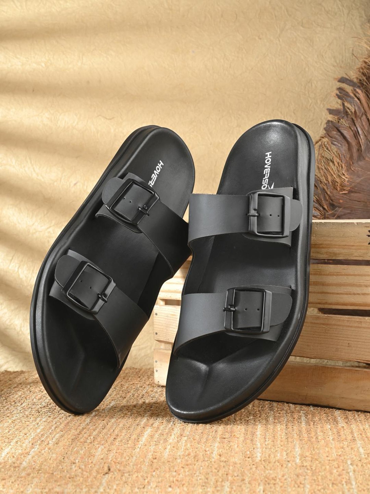 Hoversole Men's Black Casual Sandals