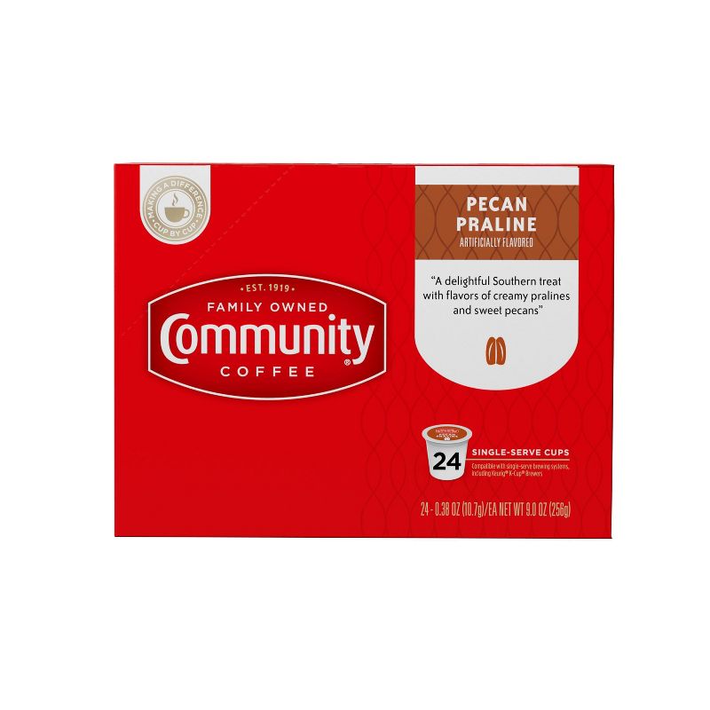 Community Coffee Pecan Praline Medium Roast Coffee - Single Serve Pods - 24ct