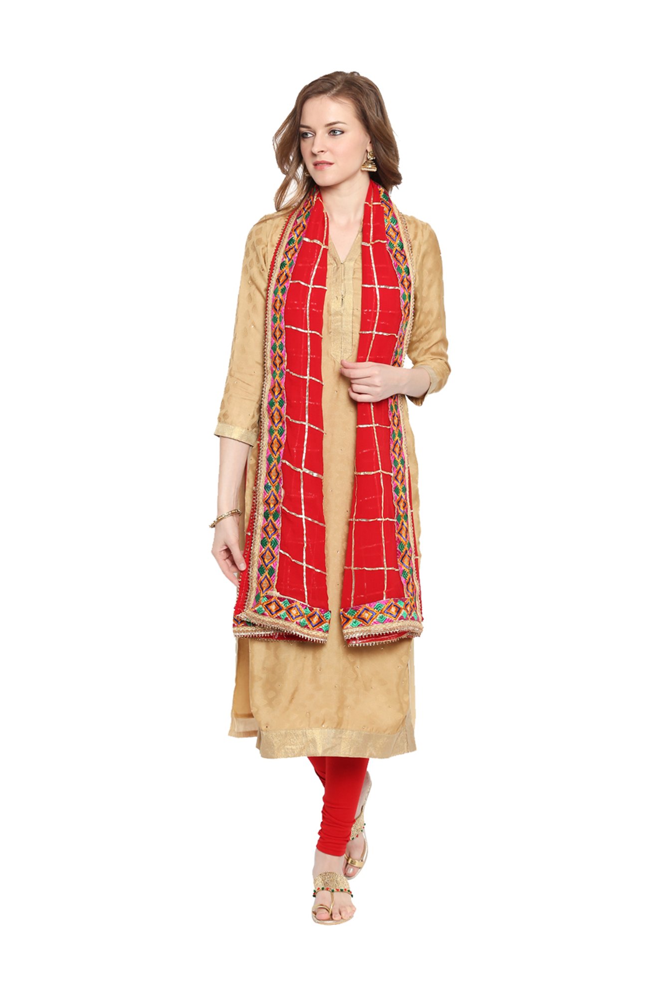 Stylum Red Plain Dupatta