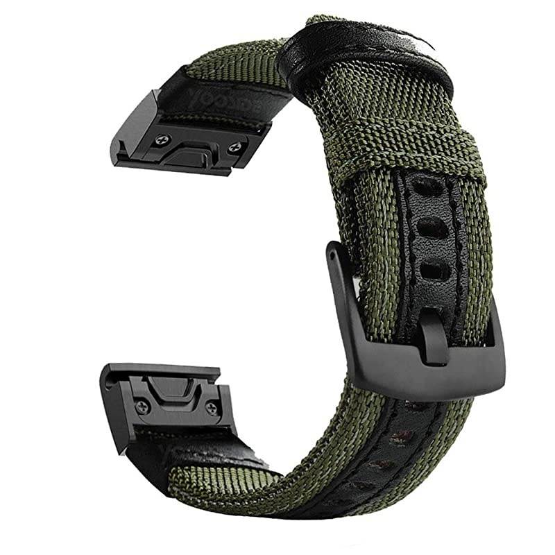 Fenix 5Fenix 6 Watch Band 22mm QuickFit NOTA Nylon Durable Wristband Strap for Garmin Fenix 55 PlusFenix 6InstinctQuatix 5 MARQForerunner 935945Fit Wrist 63866inch Green