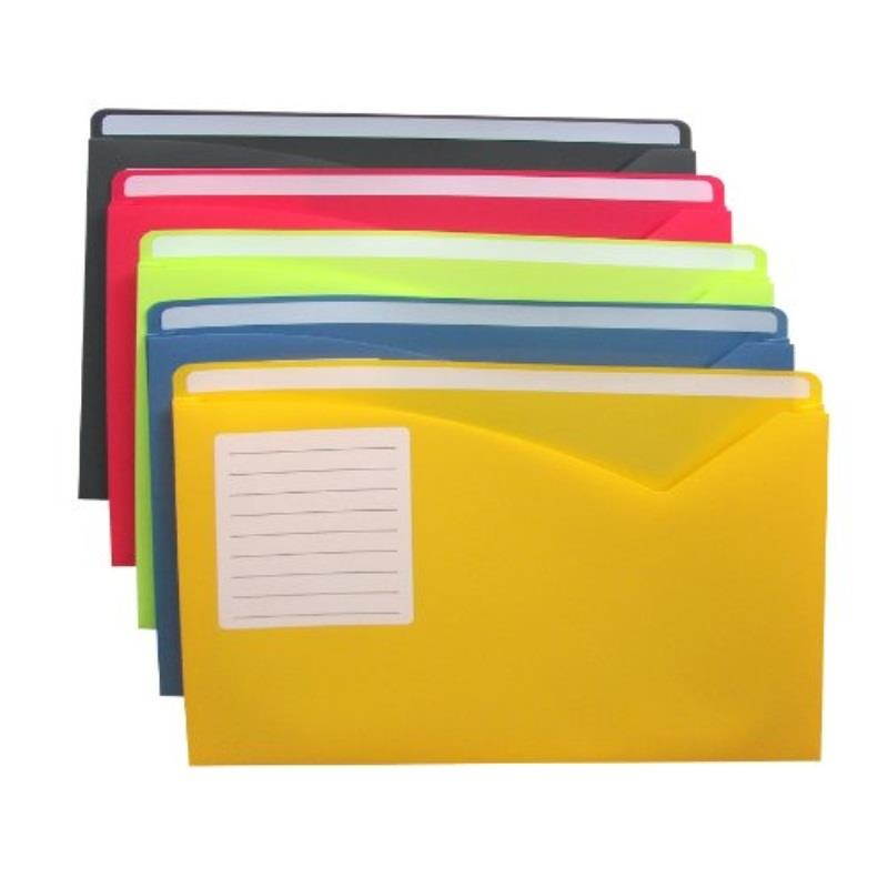 C-Line Write-On Expanding Poly File Folders 1" Exp. Letter Assorted Colors 10/BX