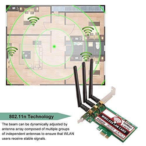 Dual Band 450Mbps Wireless PCI-E Express Card WiFi Network Adapter Card Support Dual Band (2.4GHz 450Mbps or 5GHz 450Mbps) with 3PCS Antenna for Win7/Win8/Win10 - WIE4530