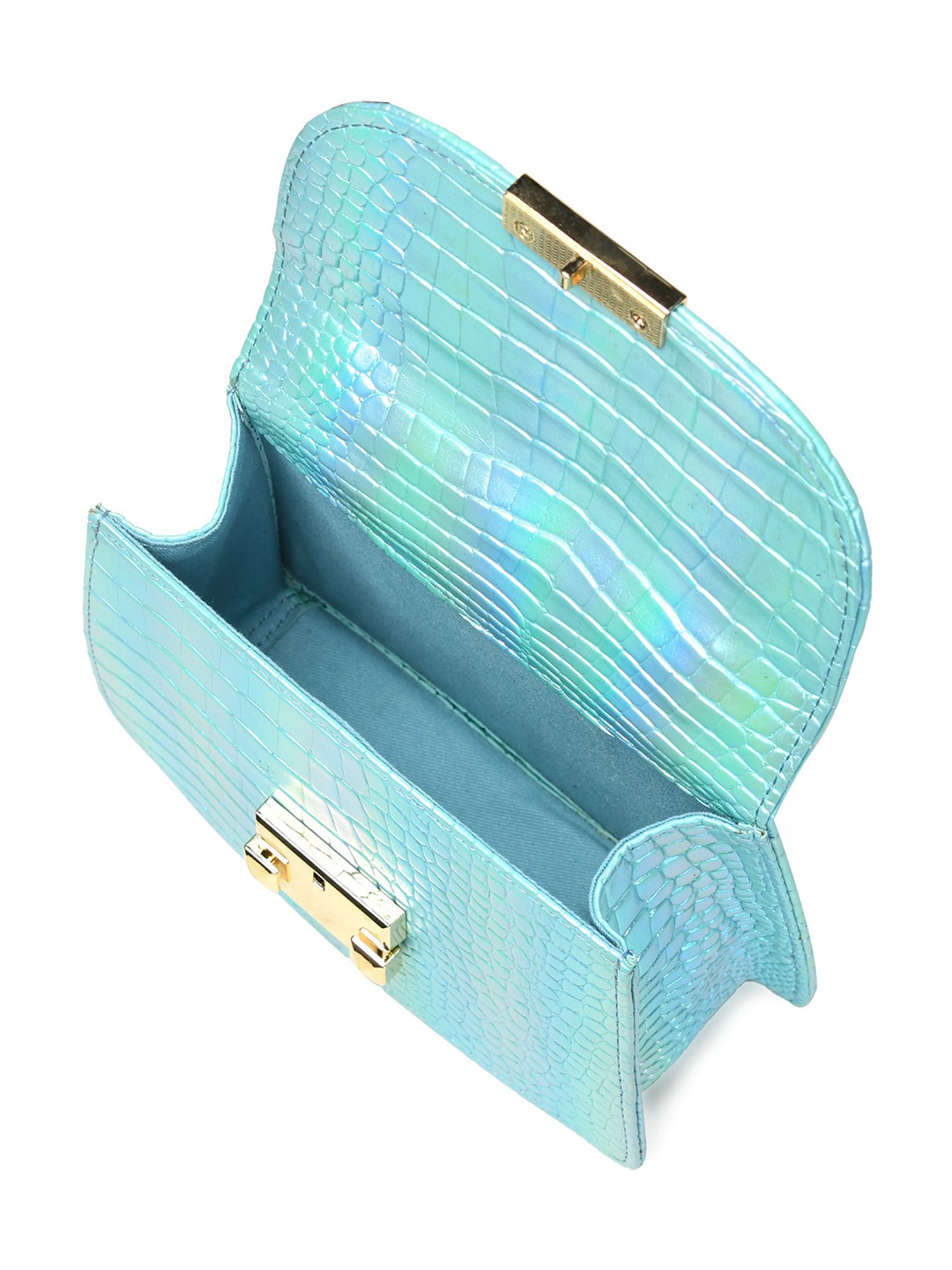 PELLE LUXUR Ocean Blue Animal Effect Small Shoulder Bag