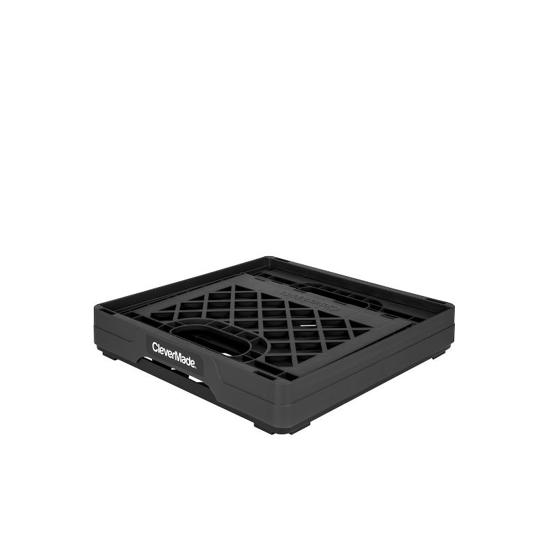 CleverMade MilkCrates Durable Plastic Stackable 25L Collapsible Utility Crate, Black (3-Pack)