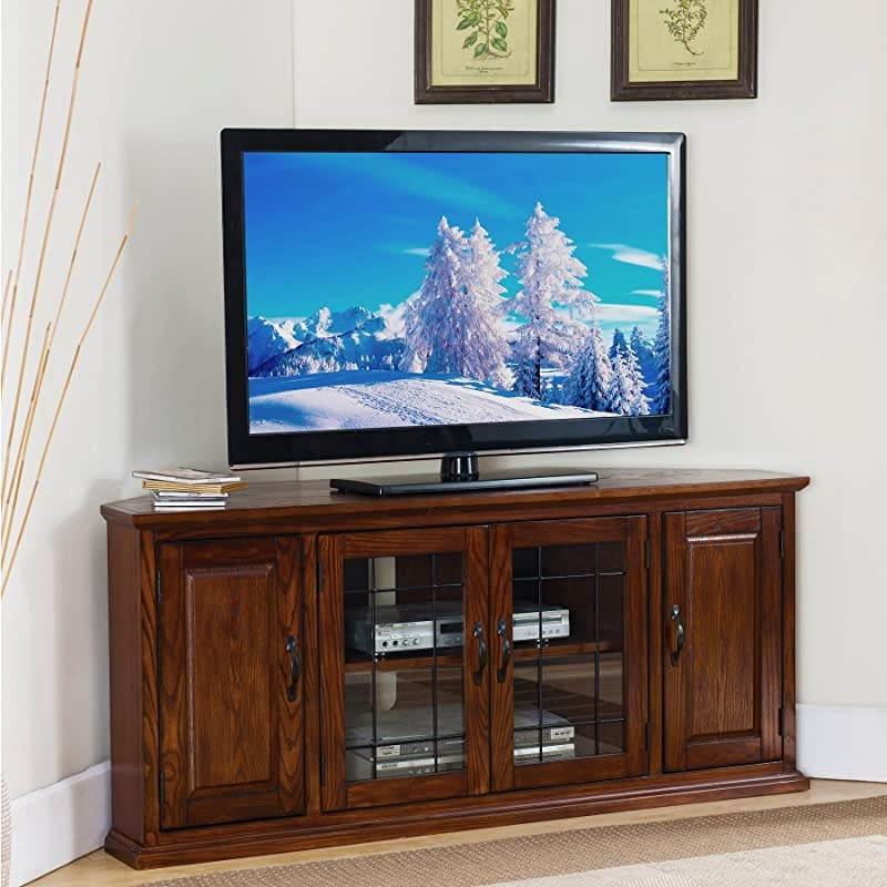 Riley Holliday Corner TV Stand, Burnished Oak