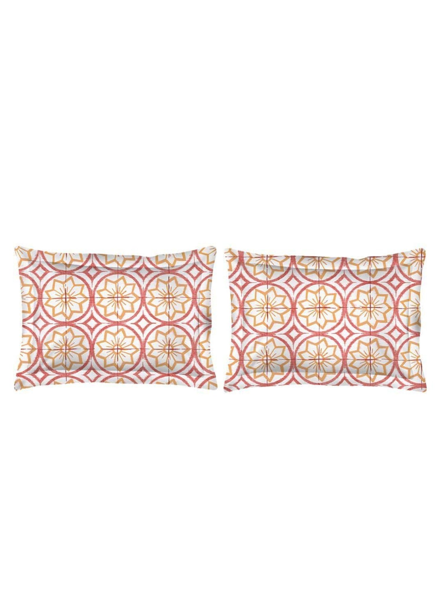 Boutique Living Signature Orange & Pink Cotton 300 TC Fitted Size Bedsheet with Pillow Cover